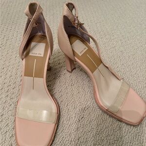 Dolce Vita Pink Square-Toed Heels with Ankle Straps